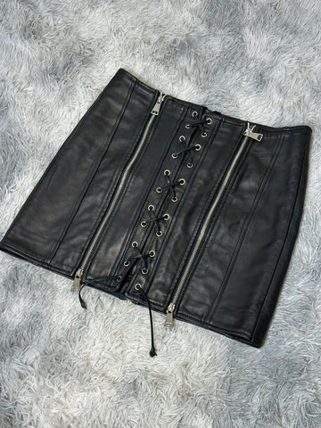 leather mini corset skirt