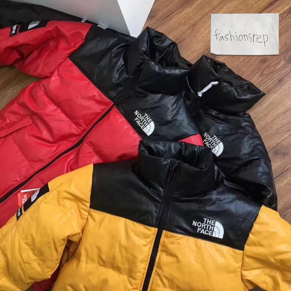 leather nuptse jacket