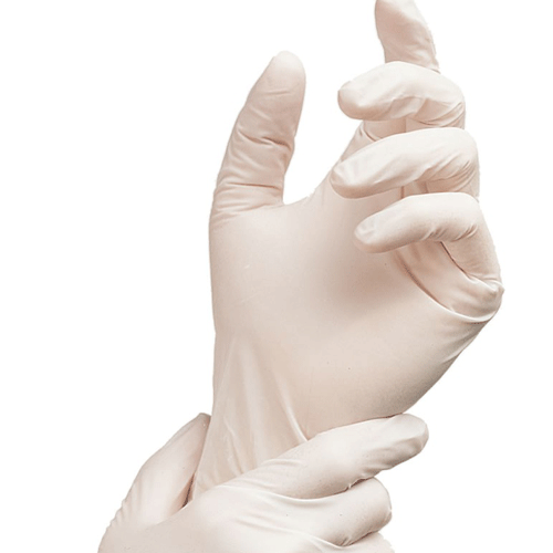 white surgical gloves