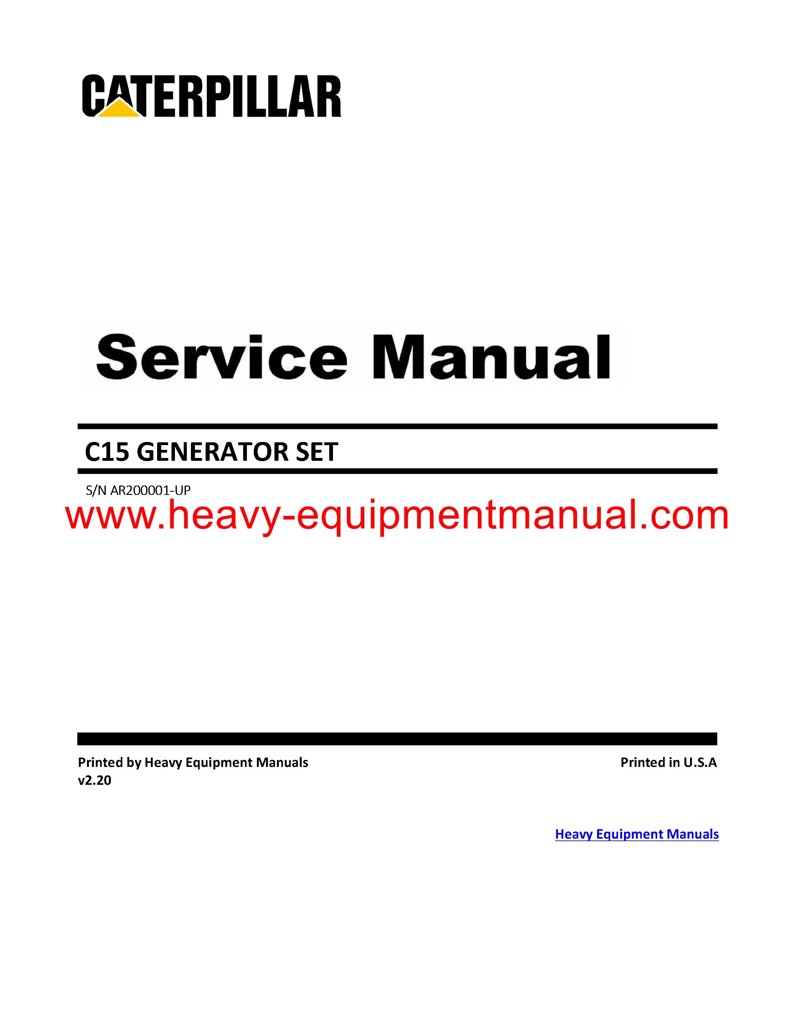 DOWNLOAD CATERPILLAR C15 GENERATOR SET SERVICE REPAIR MANUAL AR2