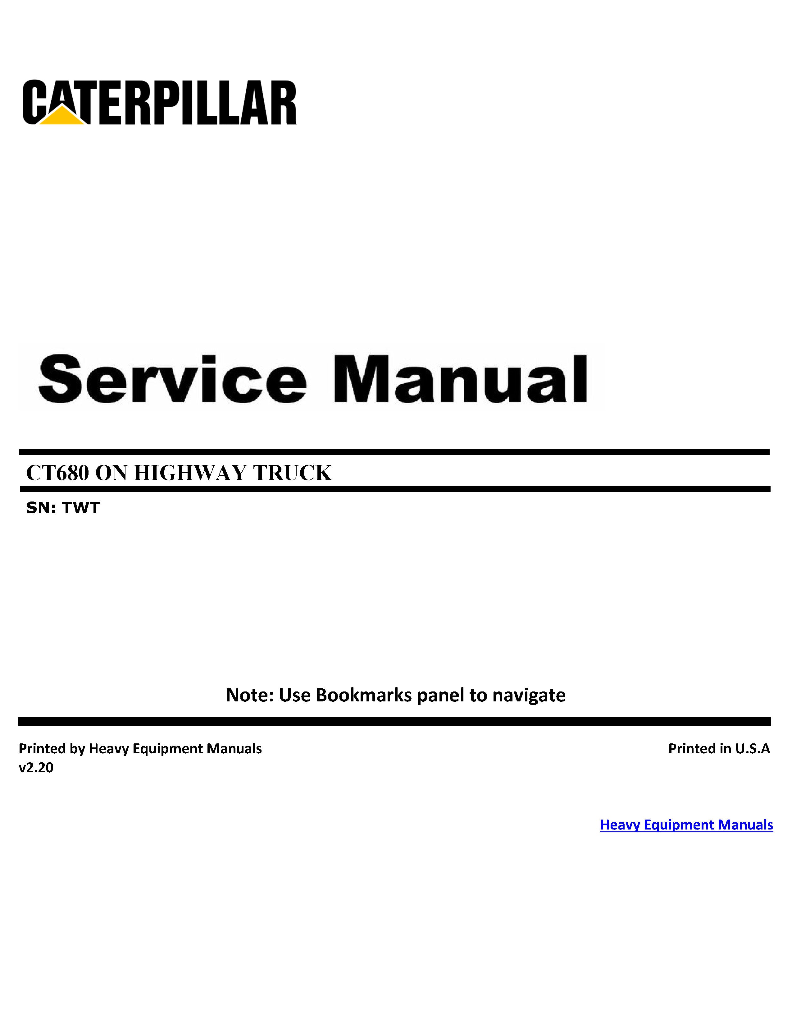 Download Caterpillar CT680 ON HIGHWAY TRUCK Service Repair Manual TWT
