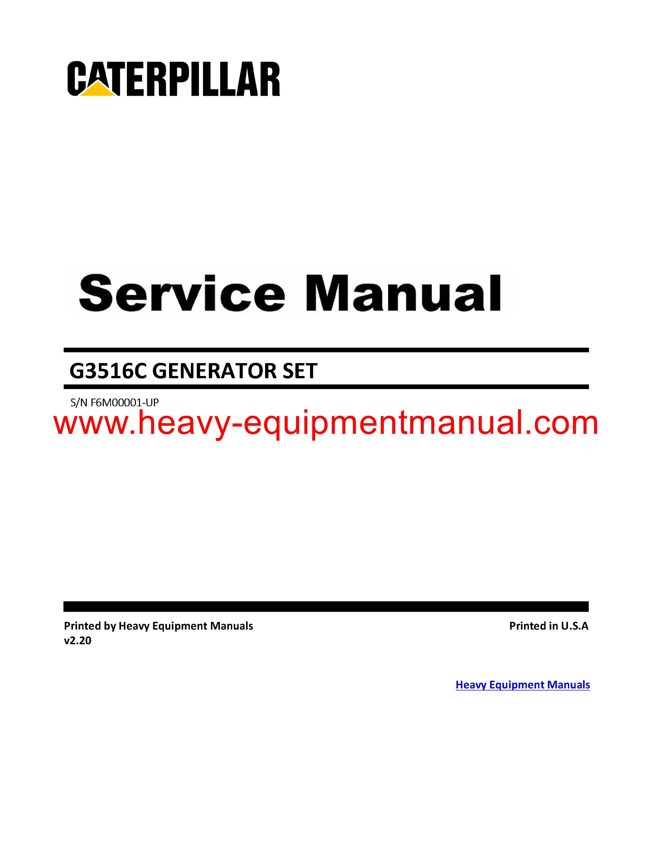 DOWNLOAD CATERPILLAR G3516C GENERATOR SET SERVICE REPAIR MANUAL F6M