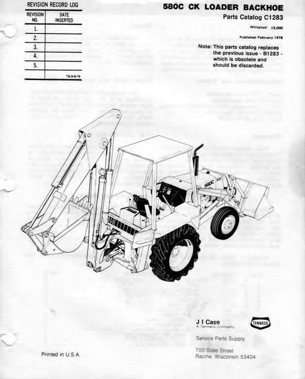 Case 580c Ck Tractor Parts Manual Instant Download