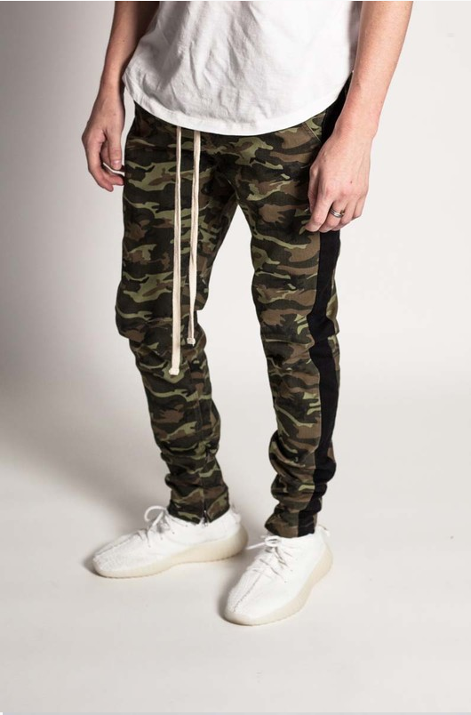 camo joggers with stripe