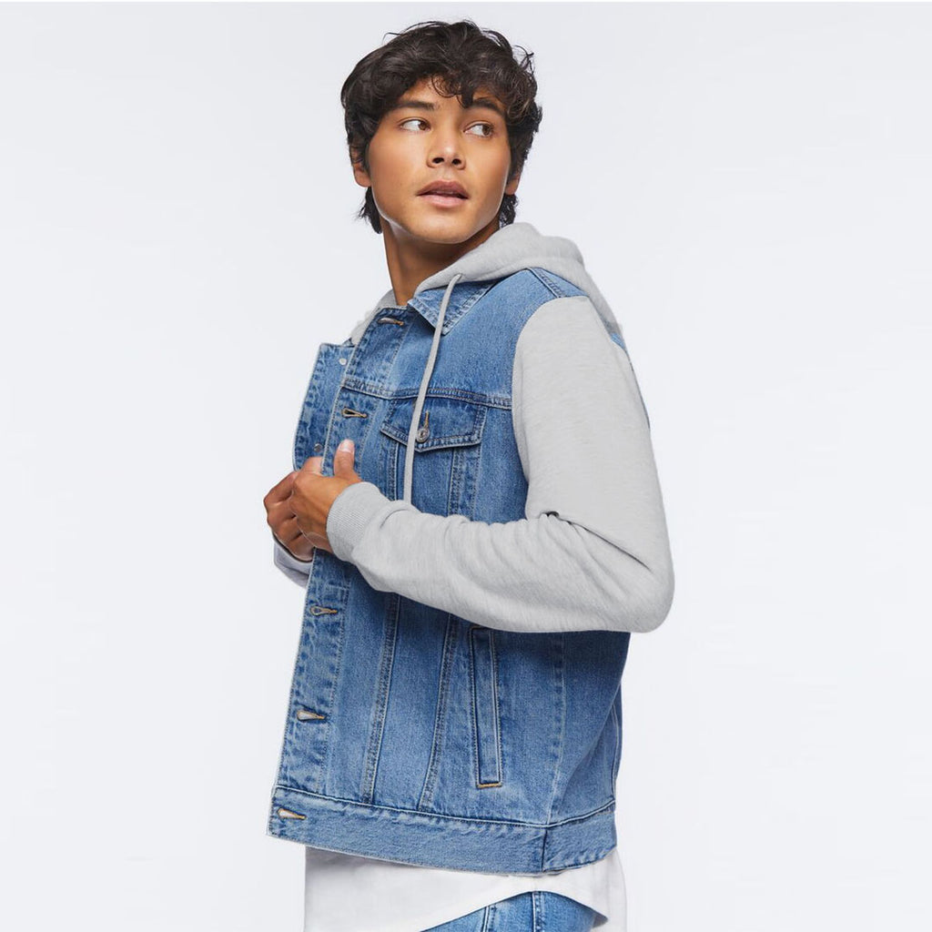 pepco mid blue drawstring hood denim jacket for men – brandcollection.pk