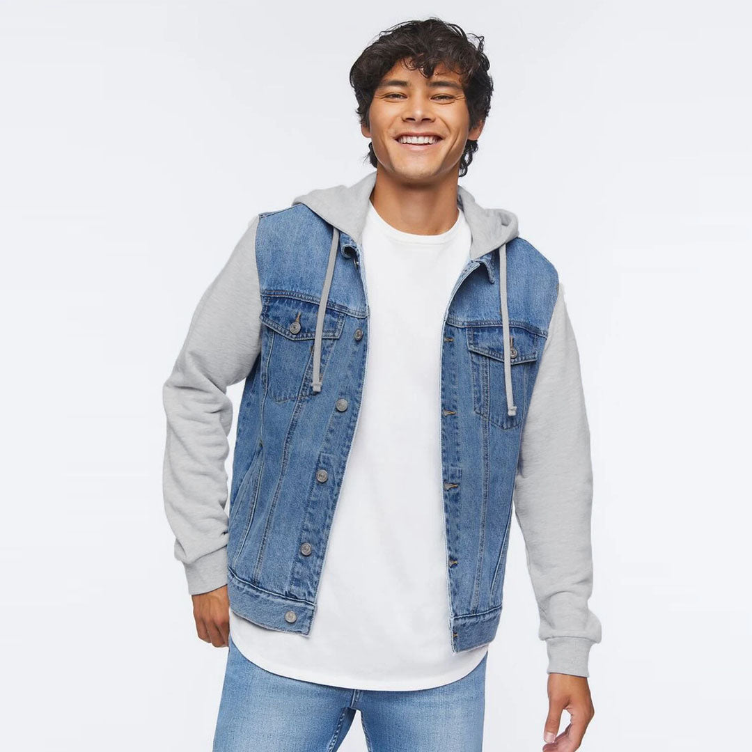 Blue Denim Combo Hooded Jacket – N. | STORE