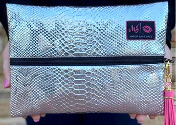 Platinum Python Makeup Junkie Bag (Medium)