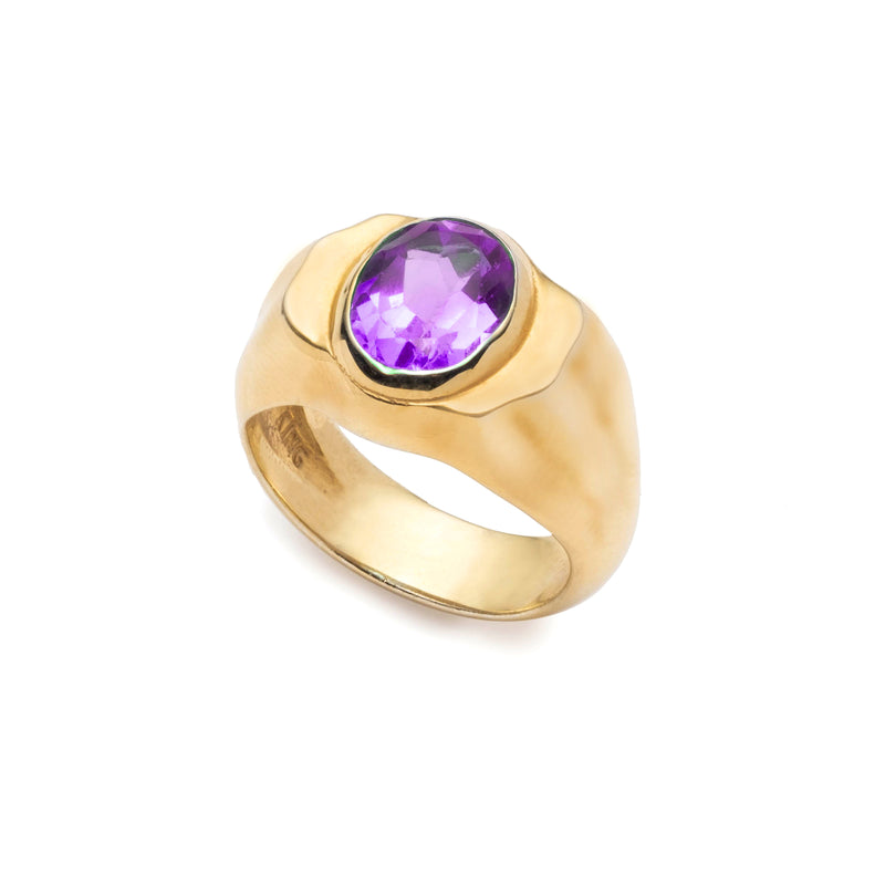 Topaz Ripple Signet Ring Gold Sterling King