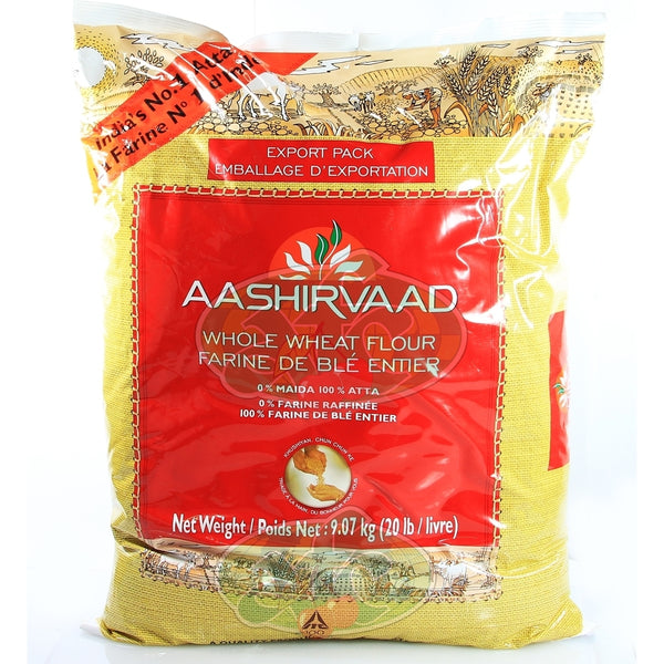 1 Aashirvaad Whole Wheat Flour Atta 20lb Punjabi Groceries