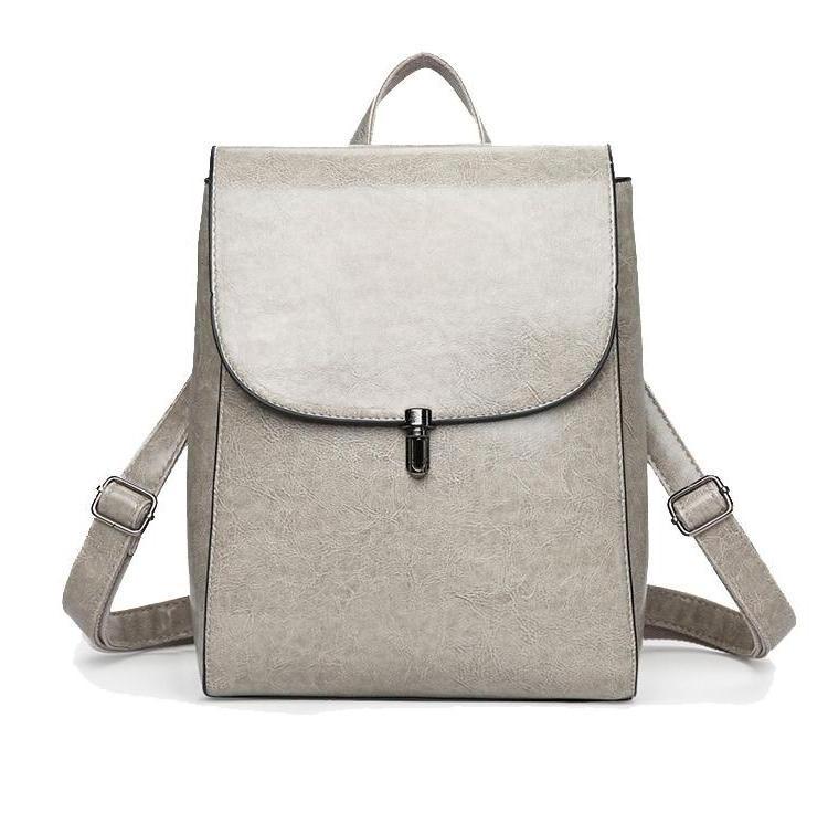 grey faux leather backpack