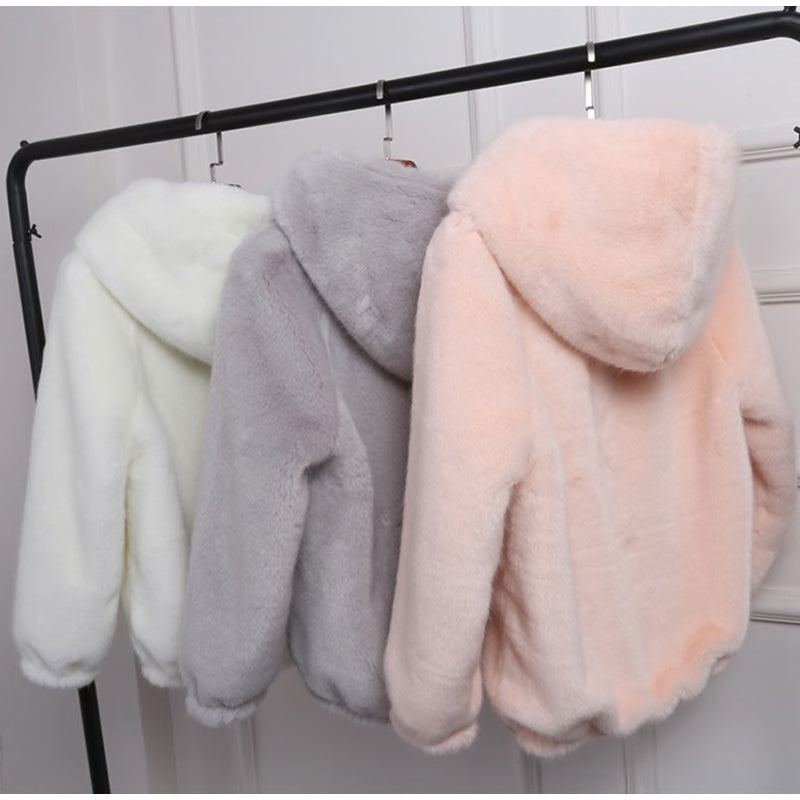 pink fur zip up hoodie