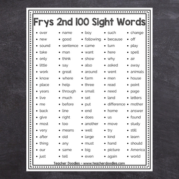 Freebie: Frys First 500 Sight Words List – Teacher Doodles