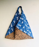 Eco friendly shoulder bag , origami Japanese inspired bento bag |cork and tropical nights - Jiakuma