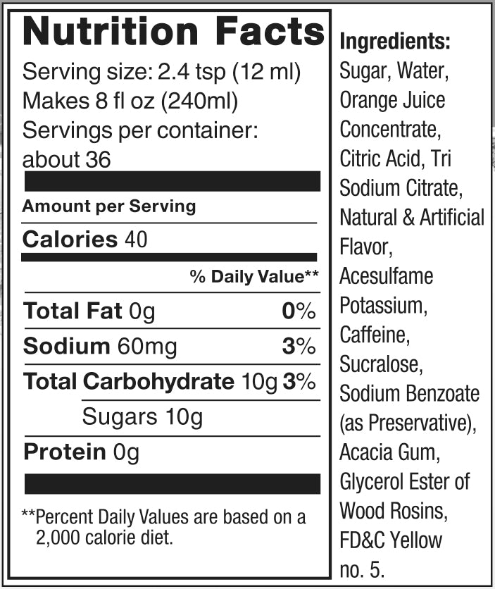 Nutrition Label Fountain Mist 4 Pack