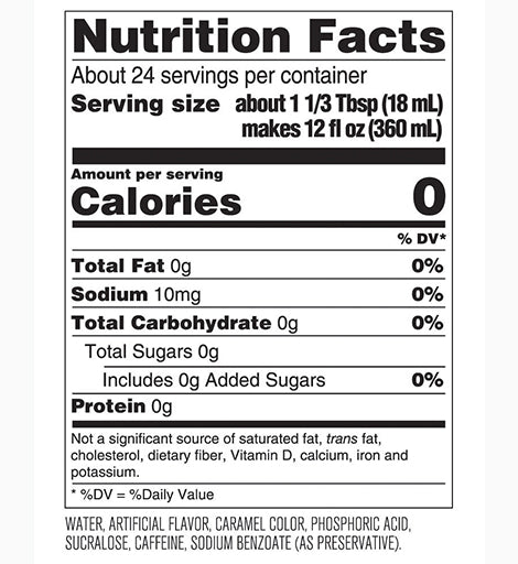 zero strawberry watermelon Nutrition Label