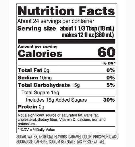 dr pete Nutrition Label