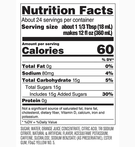 Nutrition Label Fountain Mist 4 Pack