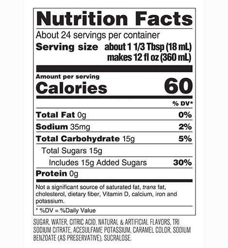 Nutrition Label Ginger Ale