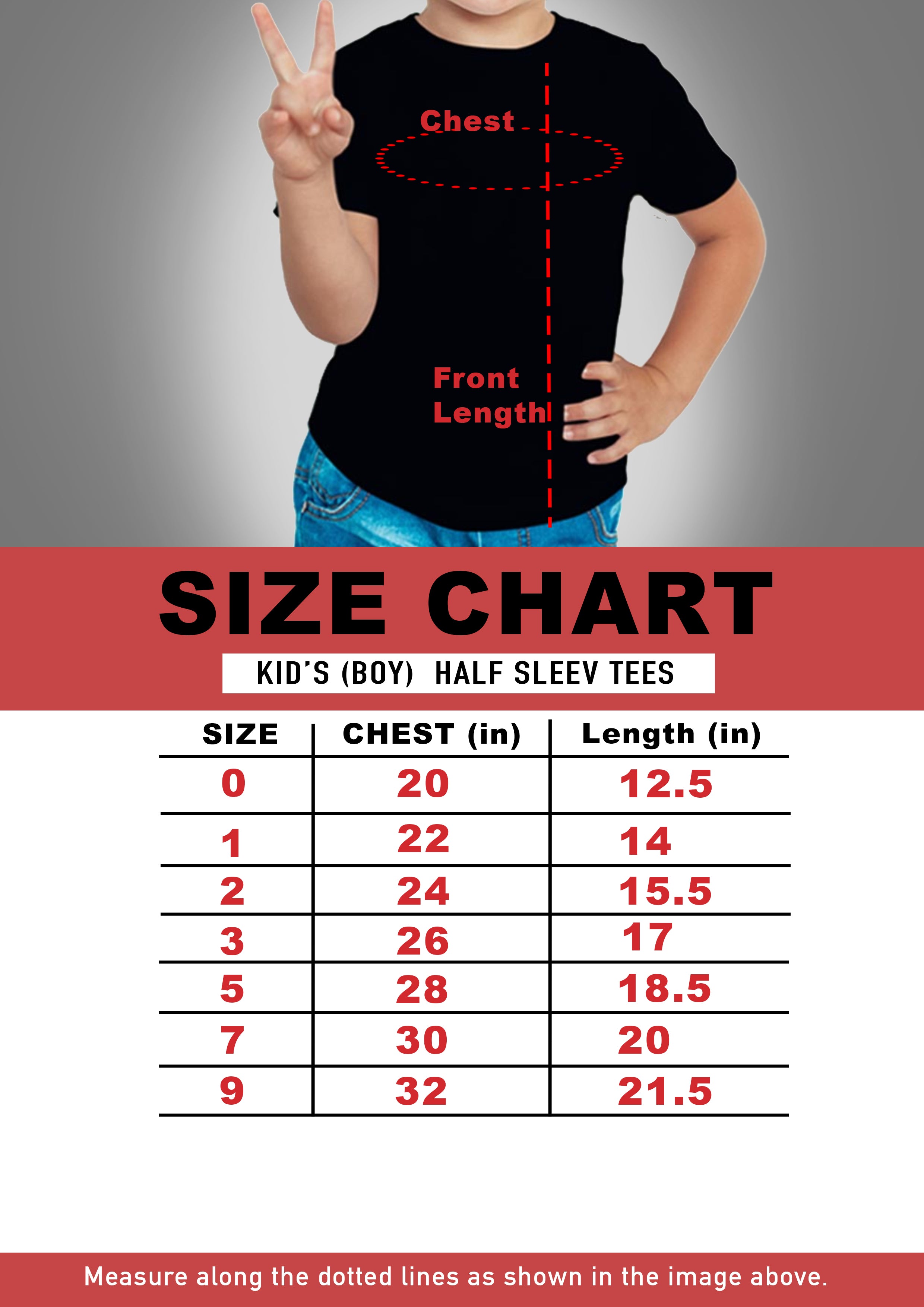 Film Patients Kids Tshirt Size Chart