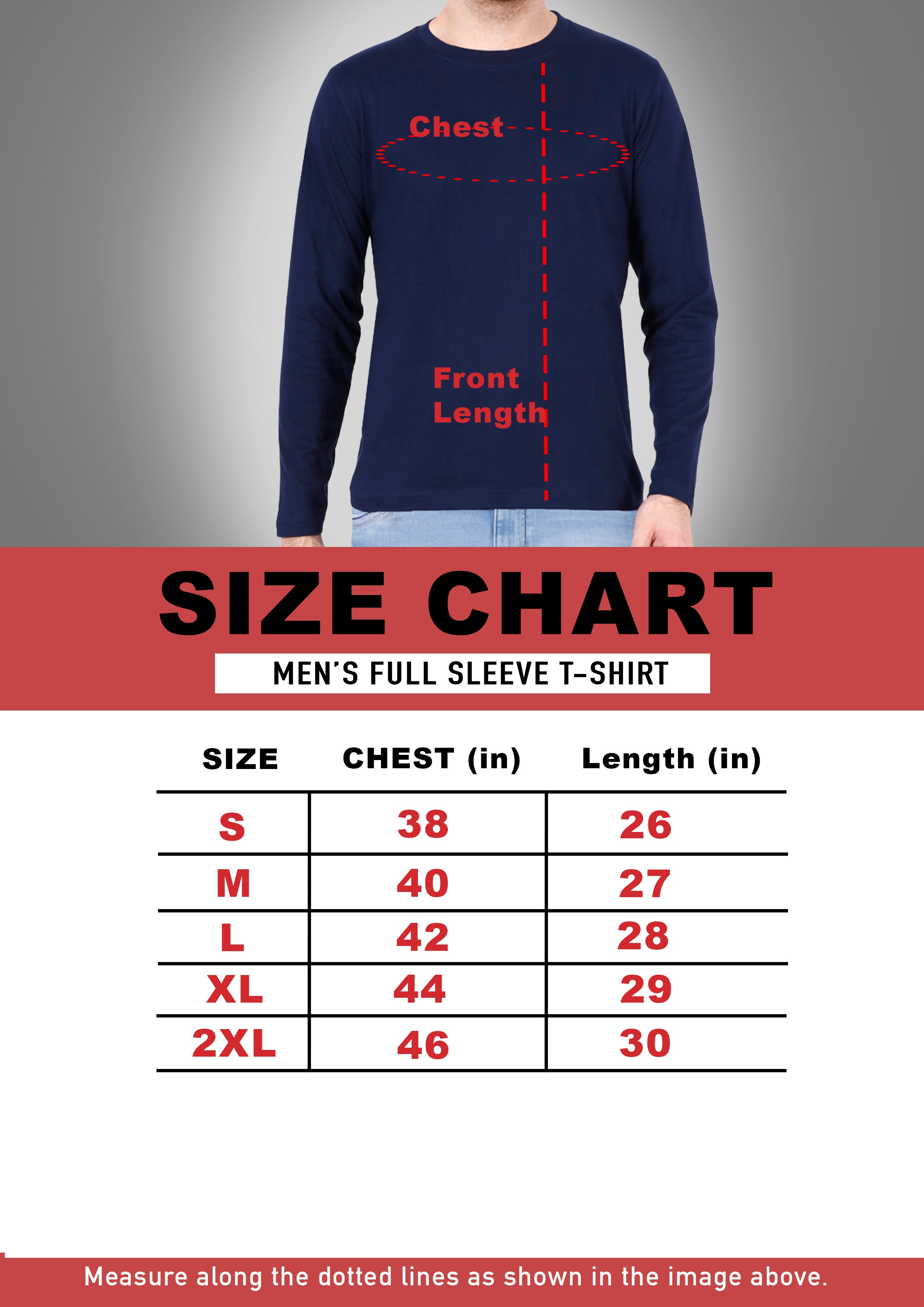 Film Patients Full Sleeve Tshirt Size Chart