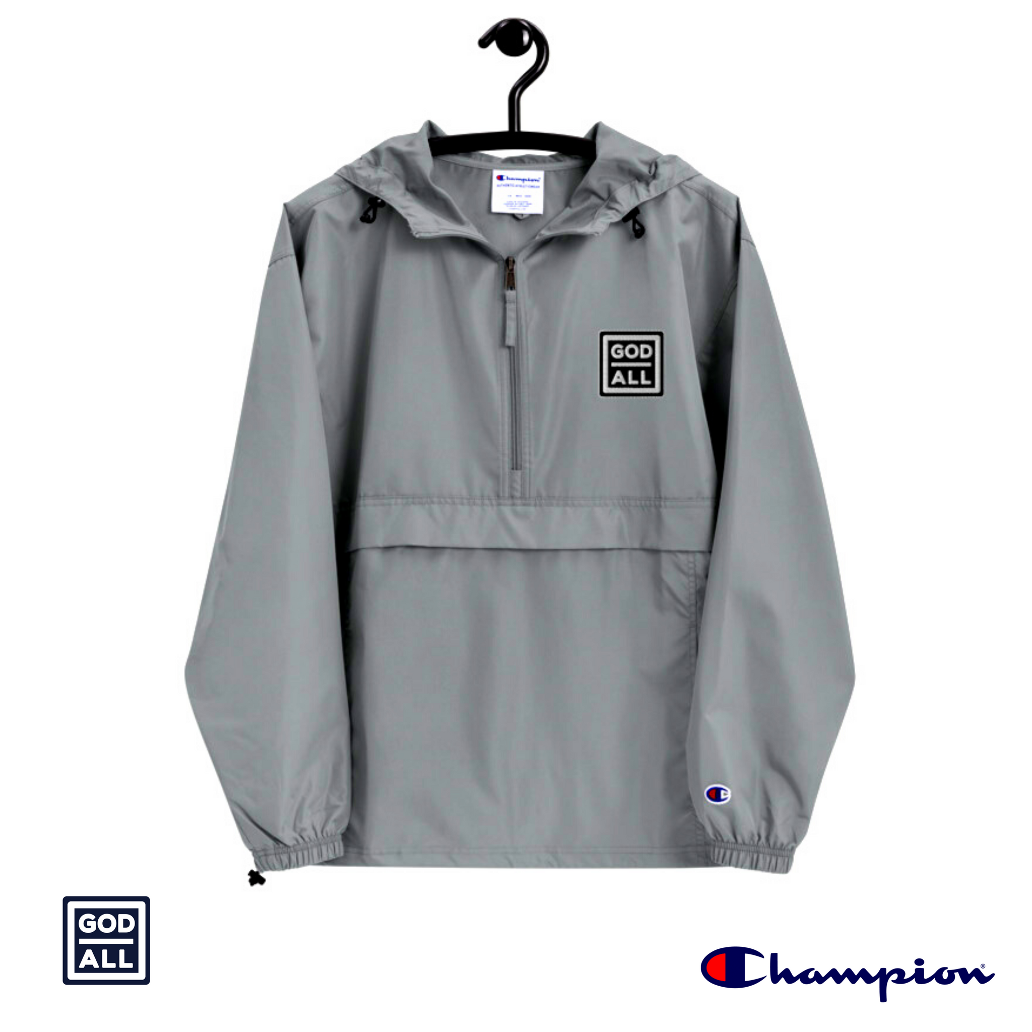 all white champion windbreaker