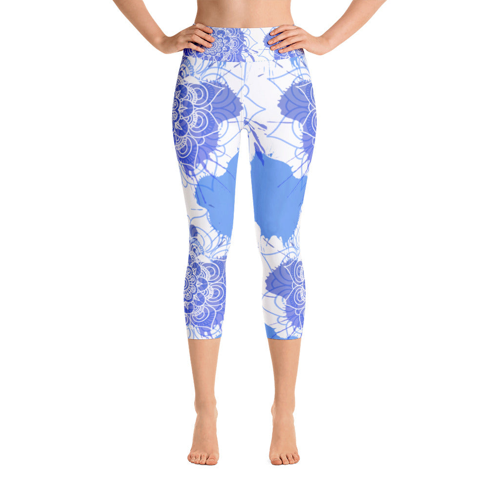 Leggings Awat Capri Blue/Off White, Ofertas em malhas e leggings de  desporto de mulher