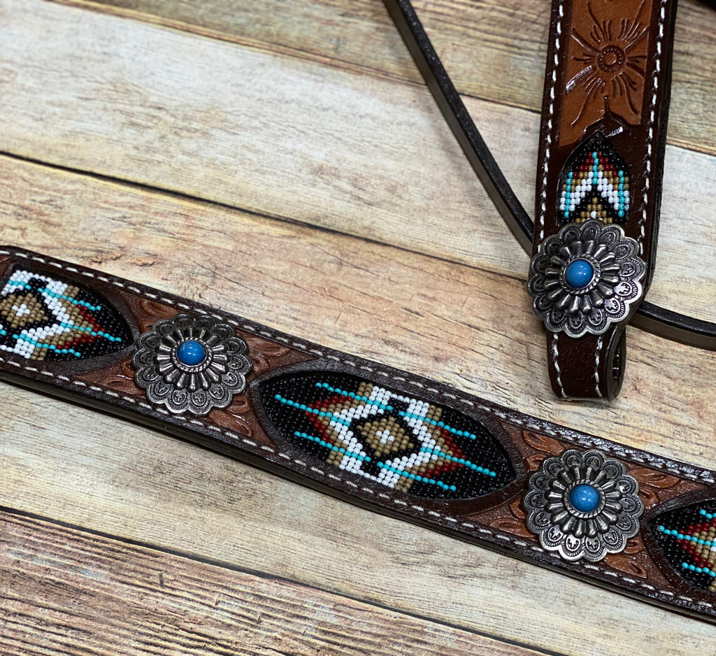 Two Tone Tooled with Whip Stitch Tack Set – Twisted T Tack