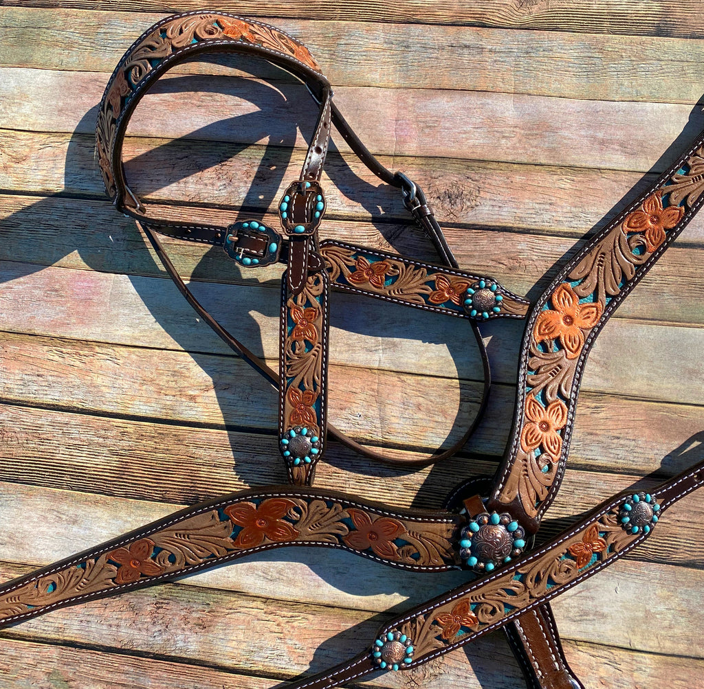 Turquoise Scroll Bronc Halter – Twisted T Tack