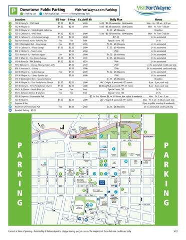 Visit Fort Wayne DTFW Parking Guide