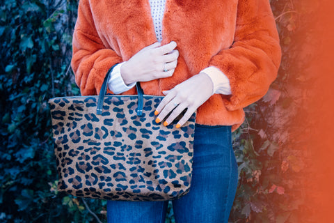 Clare V. Attache Fur Bag - Leopard
