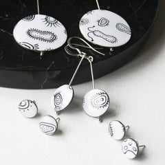 earrings with images of microorganisms for scientists