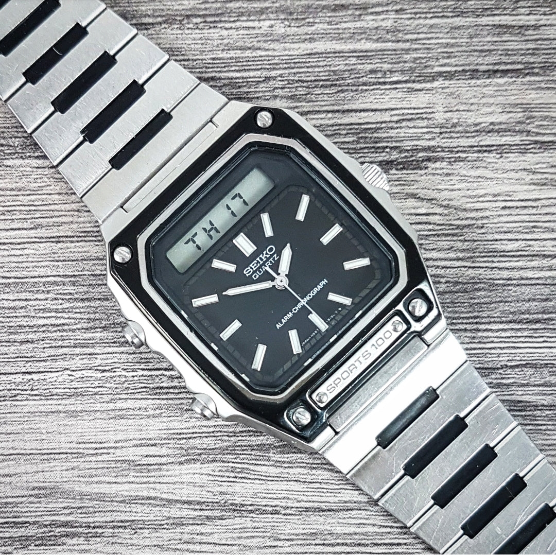1982 Seiko Sports 100 H557-5099 Quartz Alarm Chronograph – Mornington  Watches