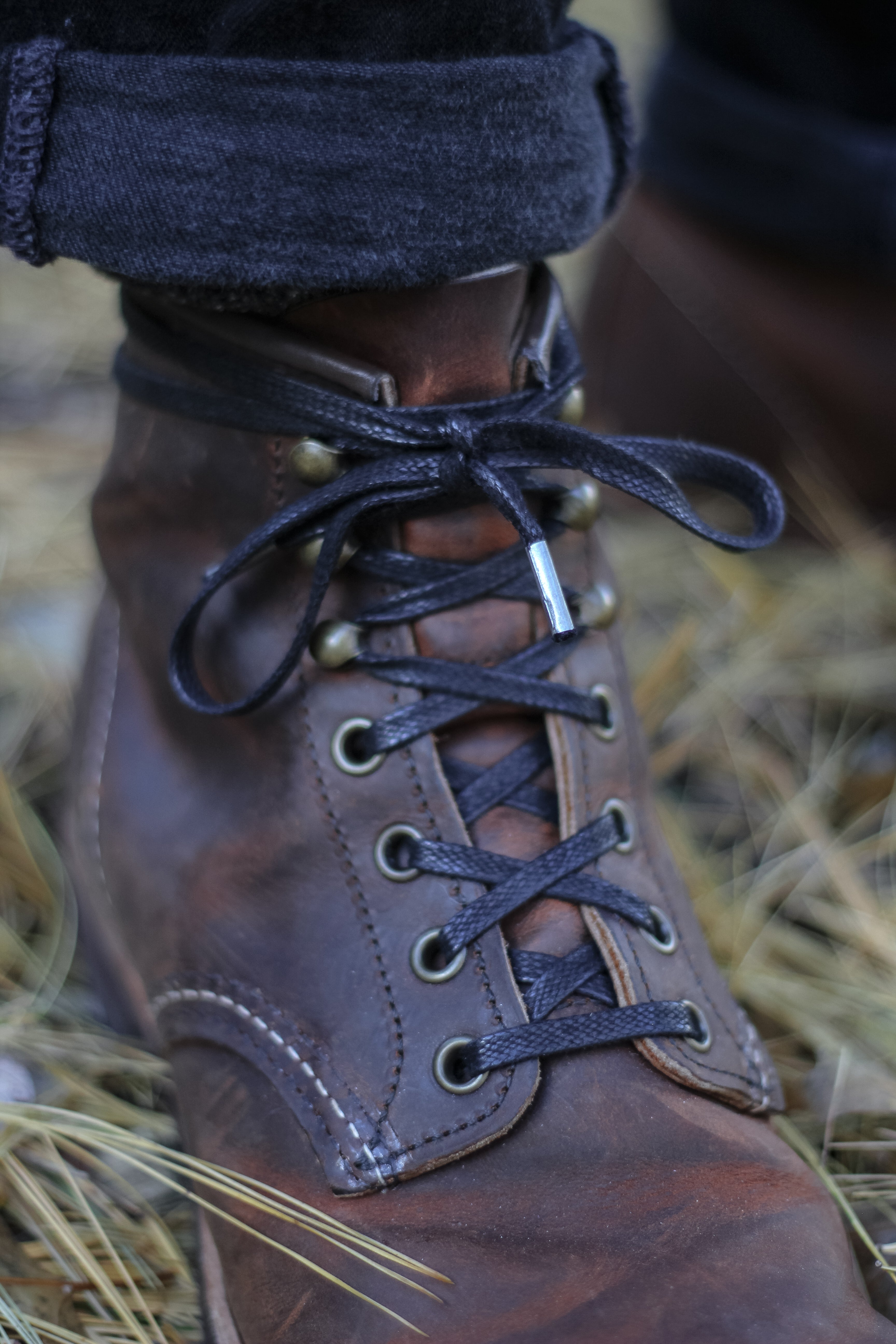 flat waxed cotton boot laces