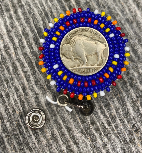 Beaded medicine wheel badge reel – Sweetgrass Crafts