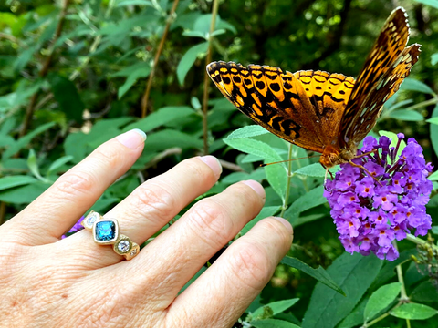 Montana Sapphire and Diamond Engagement Ring | Unique Engagement Ring | Custom Designed alternative Engagement Ring