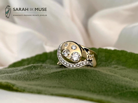 Gorgeous custom designed diamond, gold and platinum ring