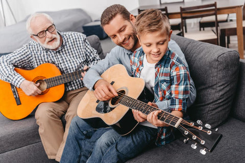 family fun with guitar playing