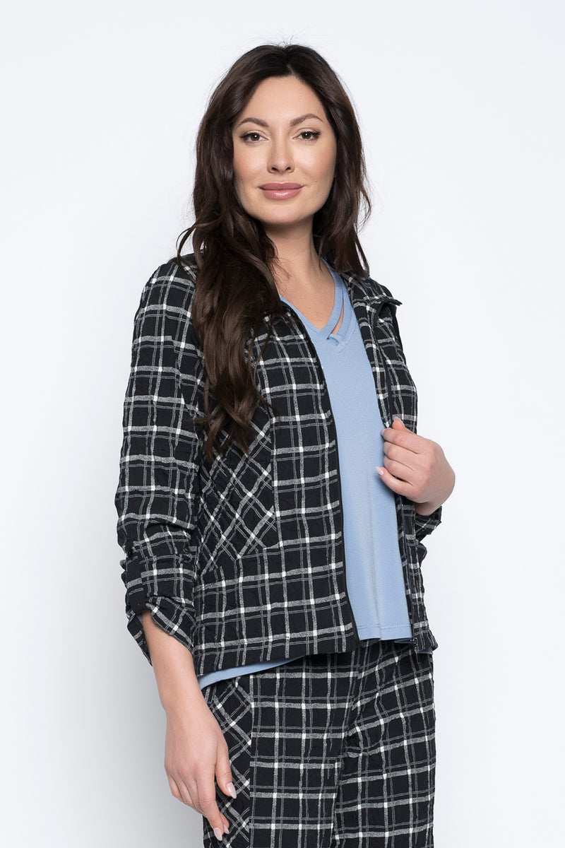 Ruched Sleeve Zip- Front Jacket by Picadilly Canada