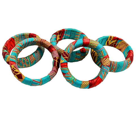 green red african print bangles bracelets