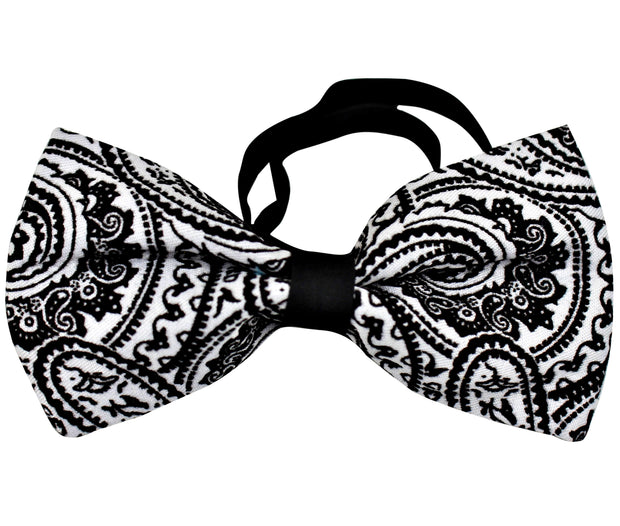 black and white bow tie