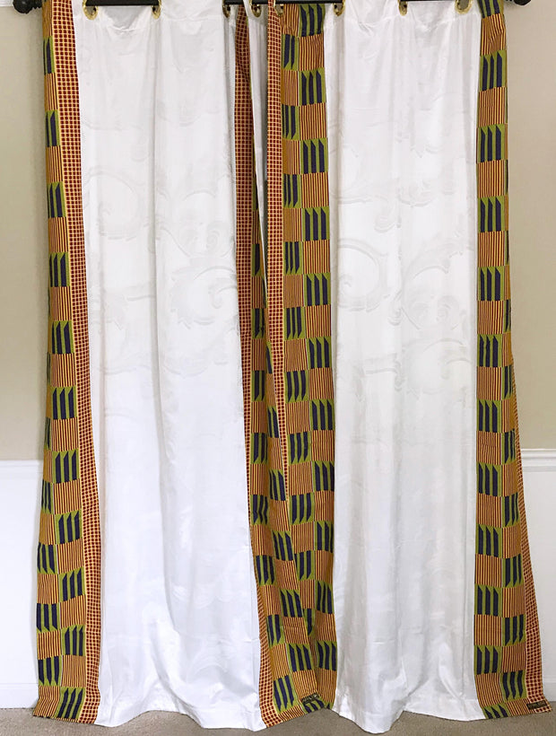 Sheena Grommet Top Kente African Print Curtains Yellow Green Purple White Afrilege