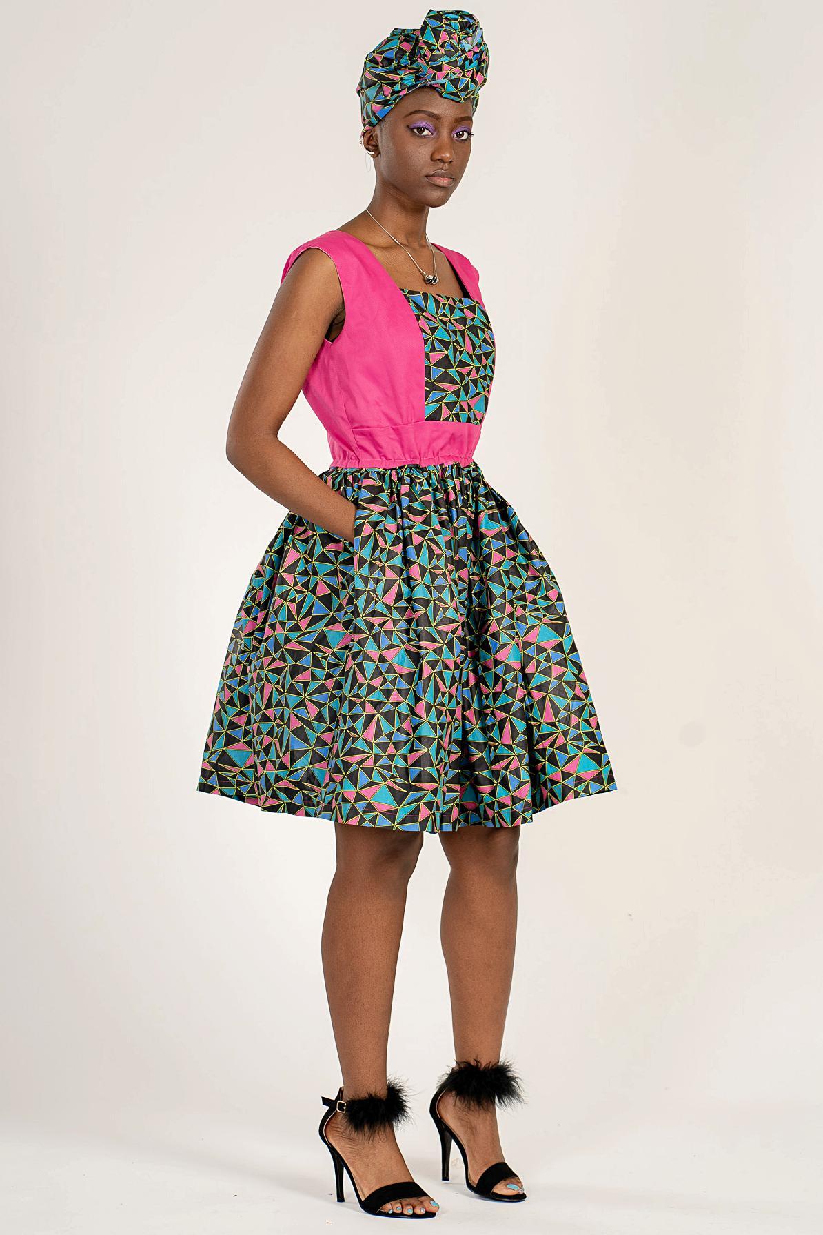 pink african print dress