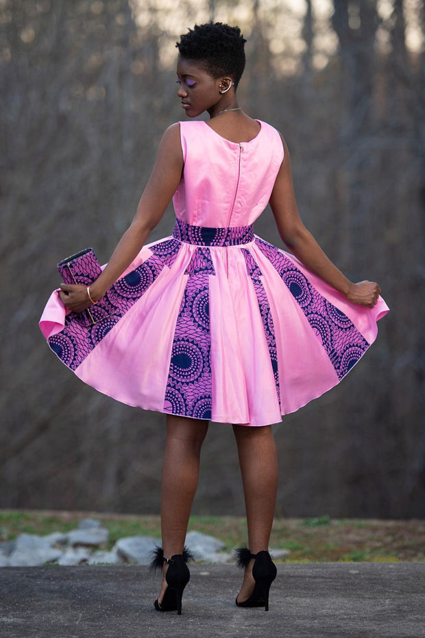 pink african print dress