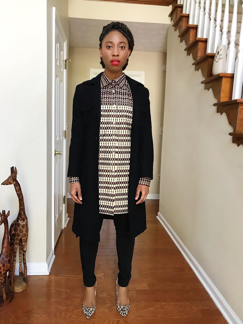 Aveye African Print Shirt Dress (Brown) | Afrilege