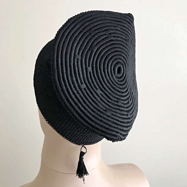 Black Toghu Bamenda Handwoven traditional attire hat | Afrilege