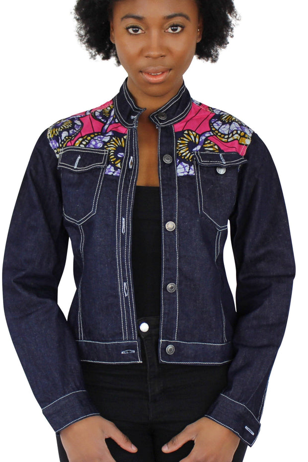 Download Nala Women's African Print Long Sleeve Denim Jacket | Afrilege