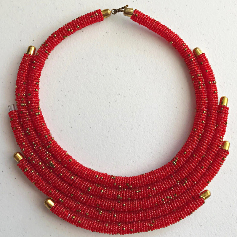 Multilayer Maasai beaded necklace | Afrilege