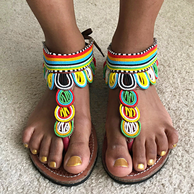 African Maasai Beads Women's Sandals | Afrilege