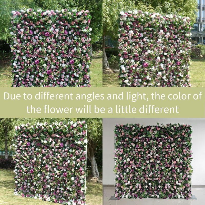 3D wedding purple and pink fabric artificial flower wall  is vivid and realistic from any angle.