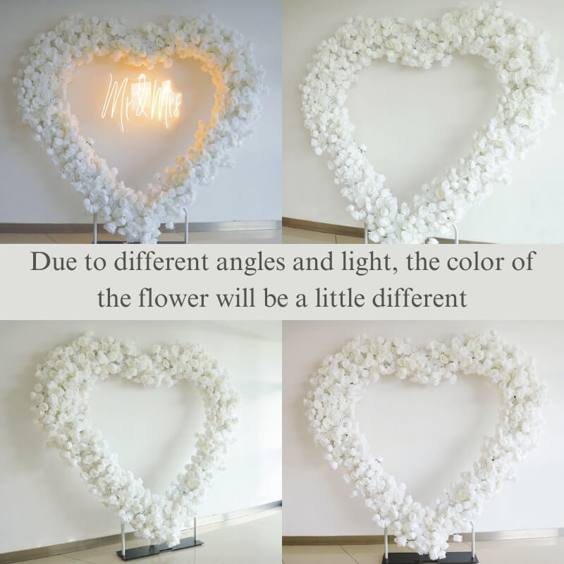 8ft white rose flower wall romantic atmosphere heart shaped wedding decoration is vivid and realistic from any angle.